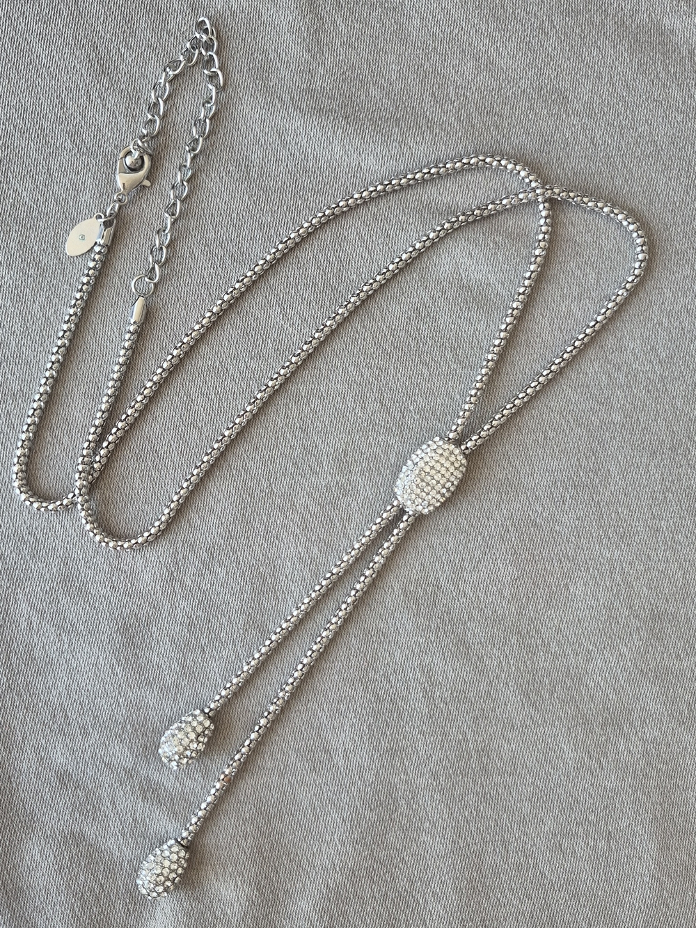 Silver Crystal Slide Lariat Necklace - Women Jewelry